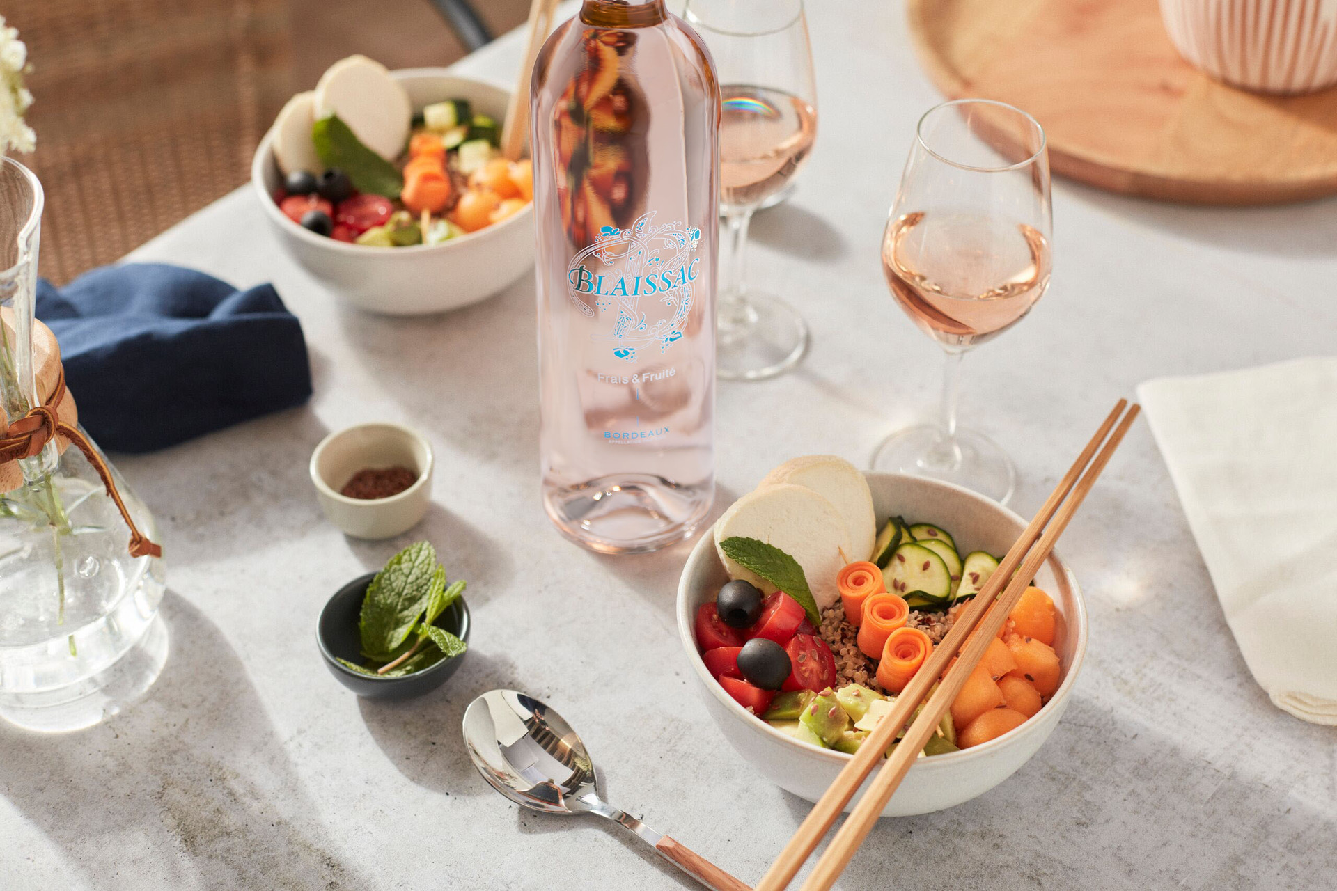 Accord mets et vin Blaissac Rosé avec buddha bowl au chèvre