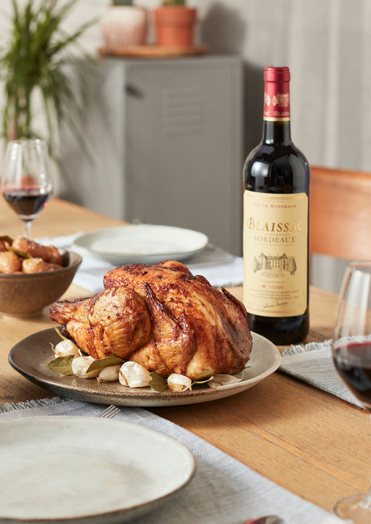Poulet roti accordé avec Blaissac Rouge